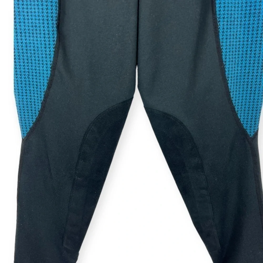 Kerrits Knee Patch Performance Tight Houndstooth Teal Black Junior Medium
